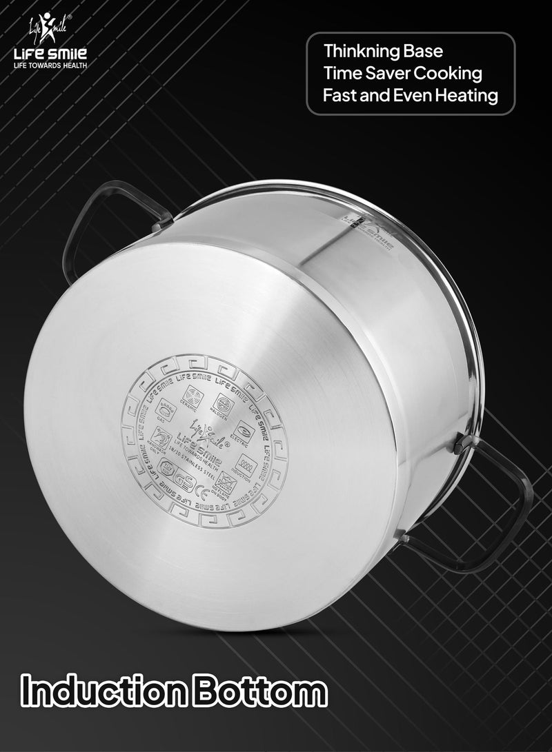 Life Smile 8-Piece Stainless Steel Cookware Set with Lids,20/24/28cm Casseroles,28cm Shallow Pot-Multi-Size Cooking Pots - Image 2